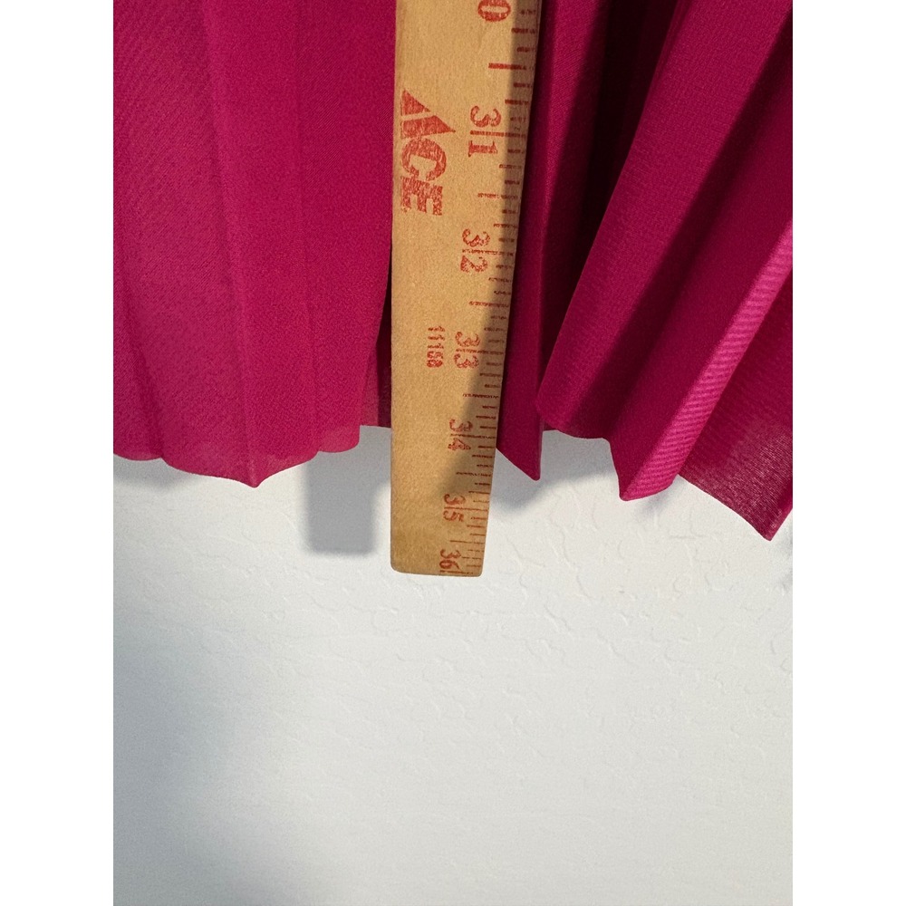 Aureta x Anthropologie Magenta Pleated V-Neck Bishop Sleeve Mini Dress‎ Medium - Picture 6 of 7